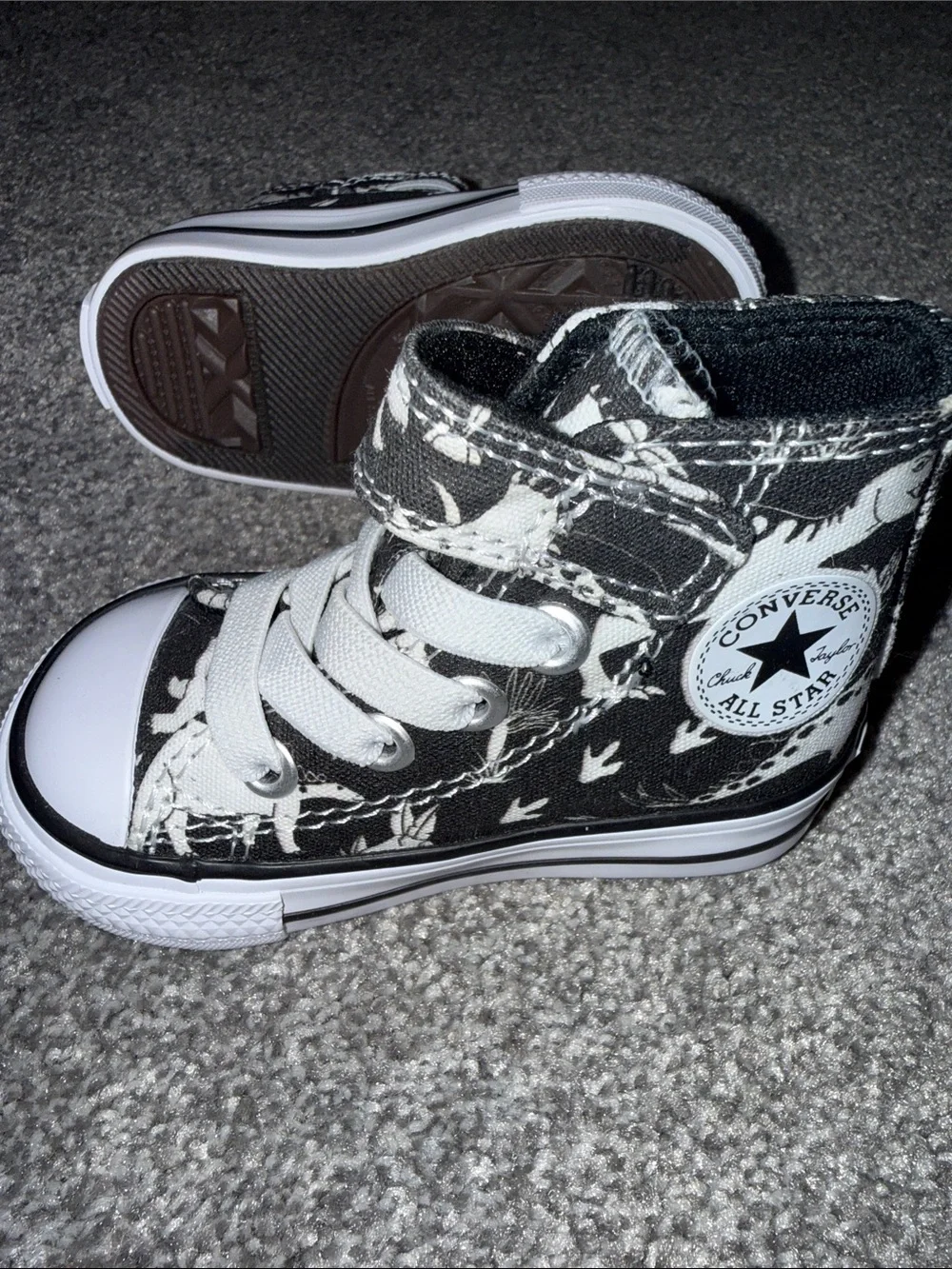 Converse Baby 2 Pairs 1 Low with black & red and high top Black & White